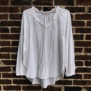 NWOT LOFT Flowy blouse (white) (L) poplin peasant style professional work shirt